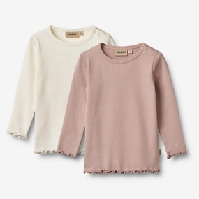 2 Rib T-shirts L/S Ida - rose powder
