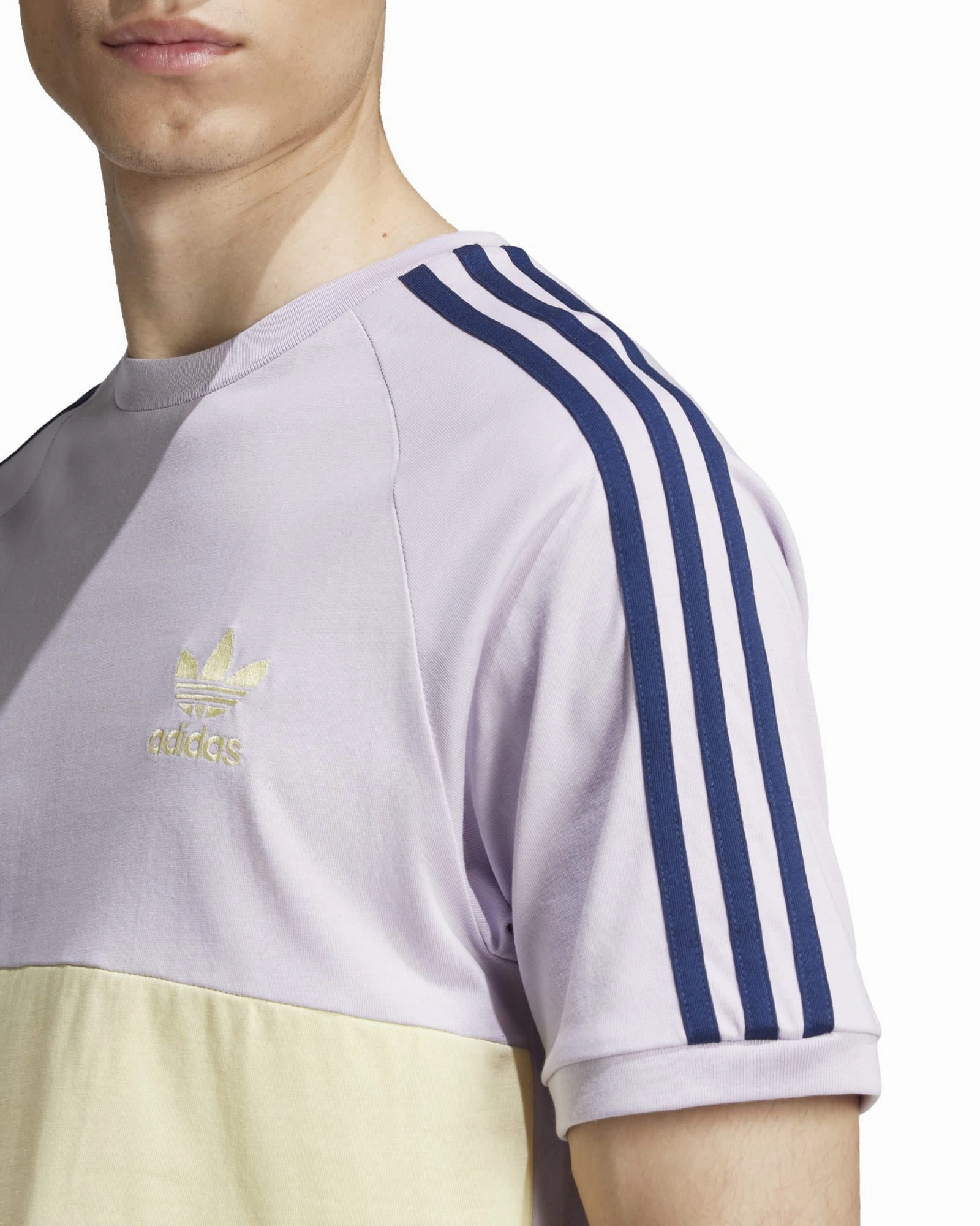 Adidas 3-Stripes Panel Tee - Silver Dawn / Powder Yellow