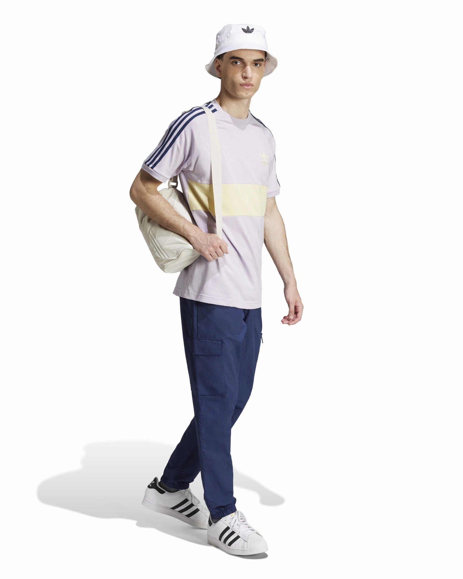 Adidas 3-Stripes Panel Tee - Silver Dawn / Powder Yellow