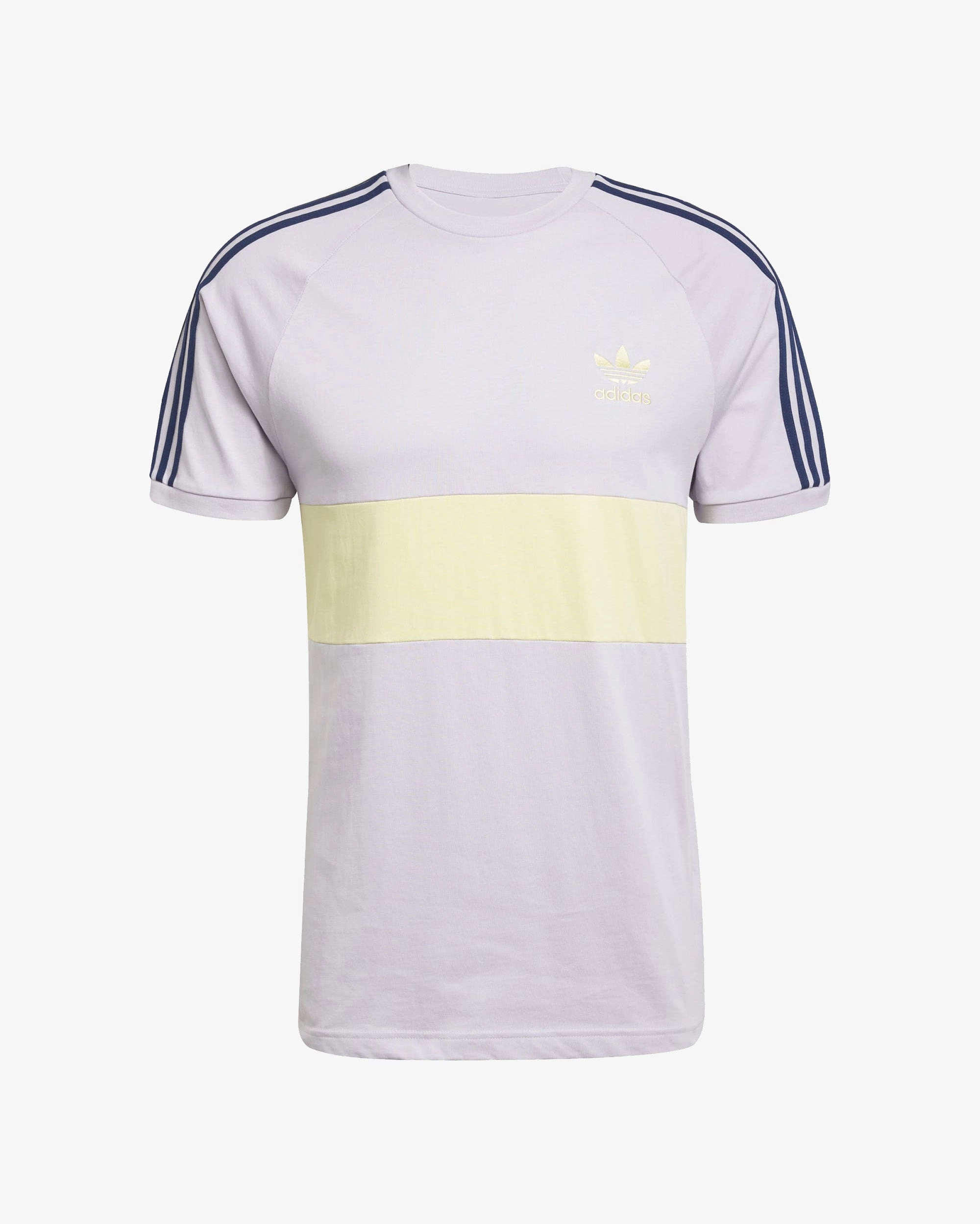 Adidas 3-Stripes Panel Tee - Silver Dawn / Powder Yellow