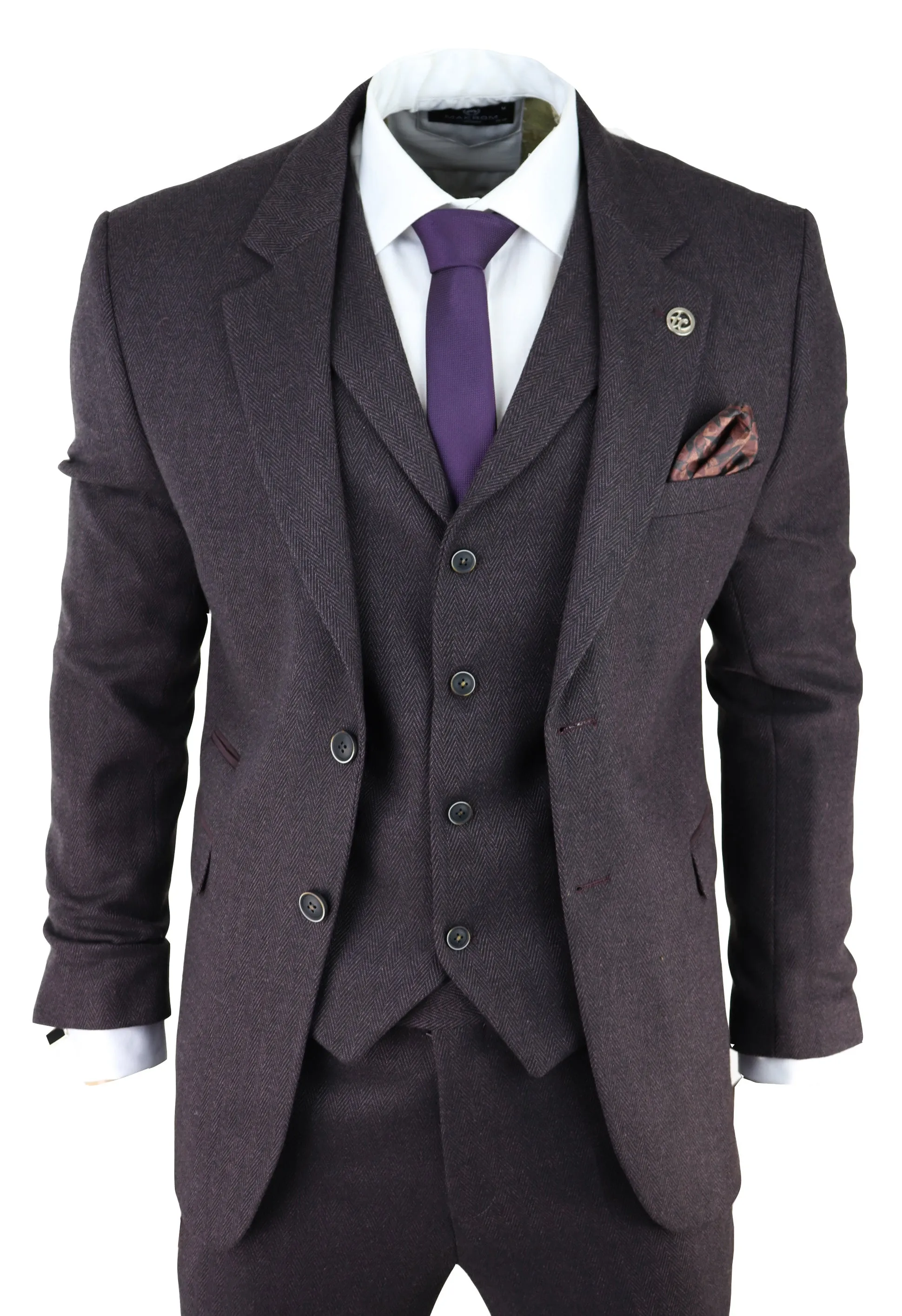 AK-05 Fischgrät-Tweed-Dreiteiliger Anzug