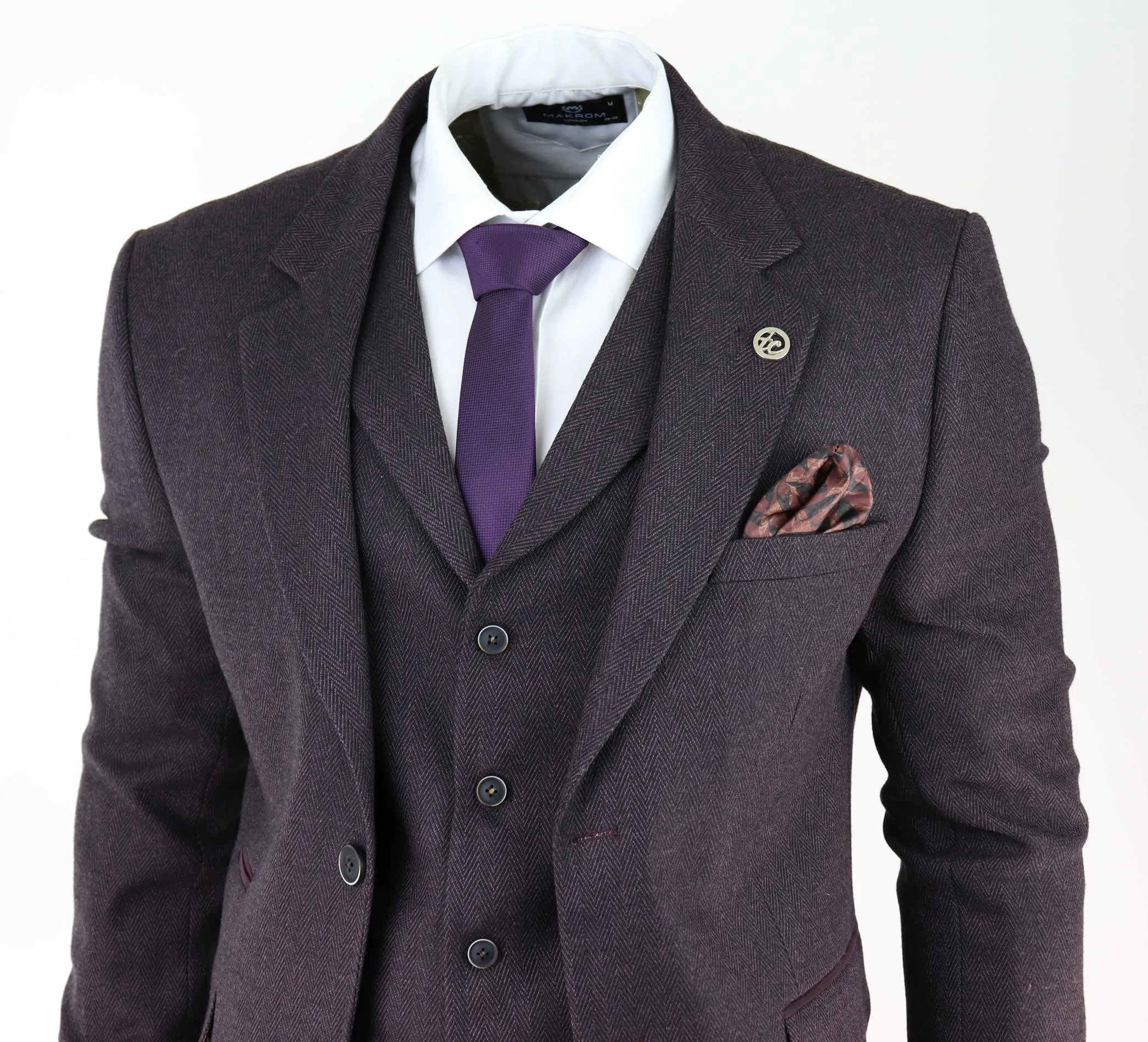 AK-05 Fischgrät-Tweed-Dreiteiliger Anzug