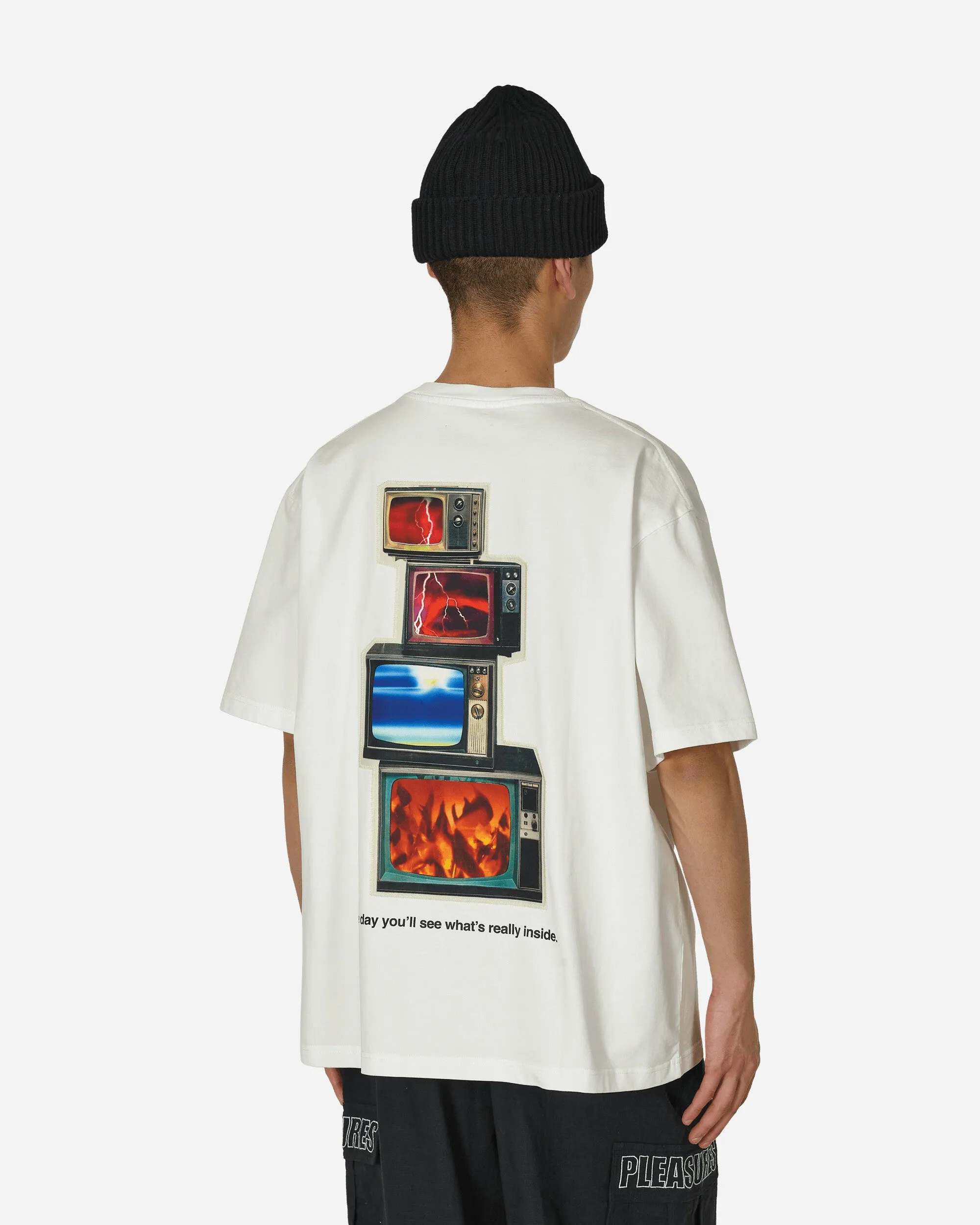 Schwergewicht T-Shirt in Off White mit Dankbarkeitsaufdruck