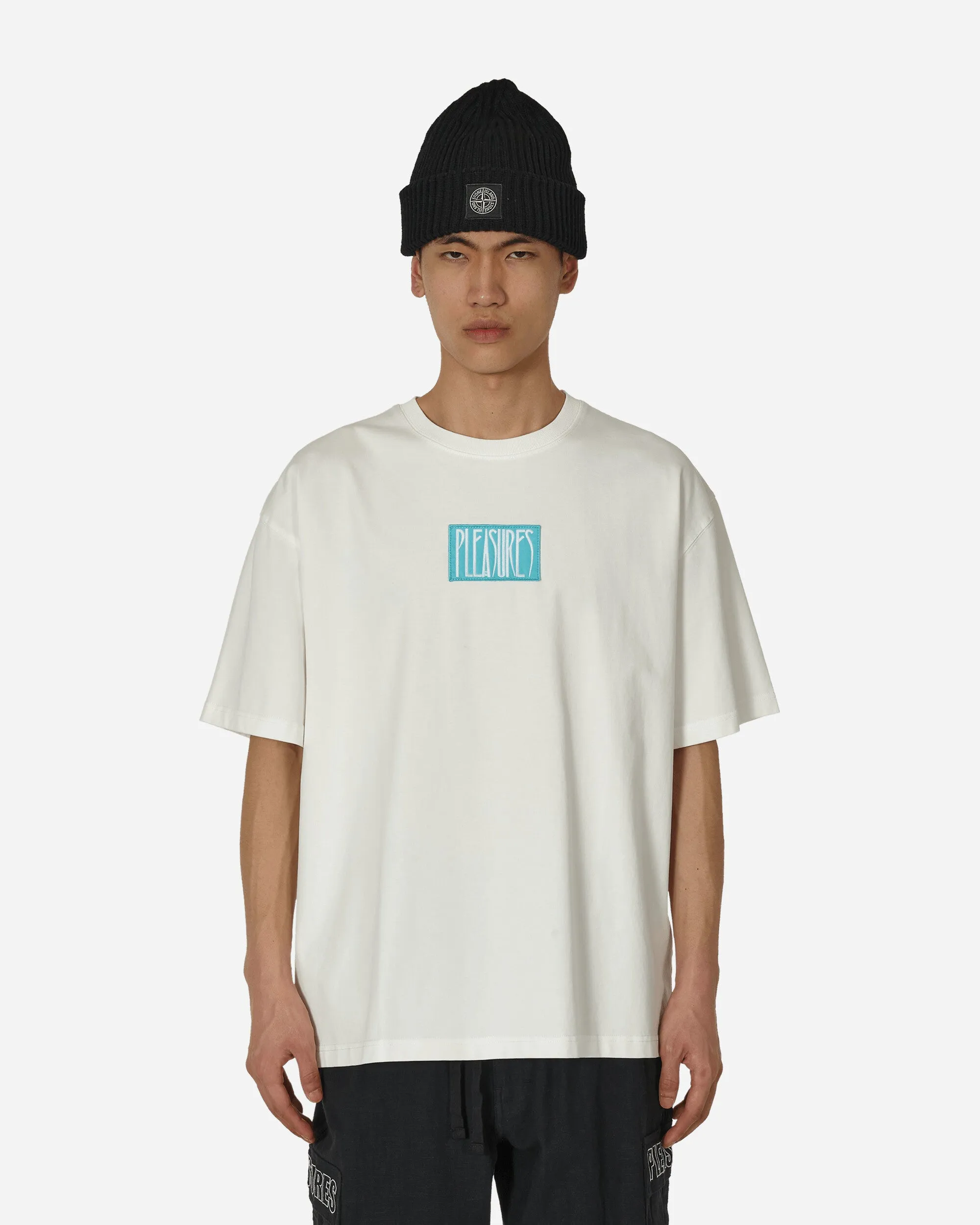 Schwergewicht T-Shirt in Off White mit Dankbarkeitsaufdruck