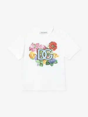 Baby Girls Blumen-Logo T-Shirt in Weiß