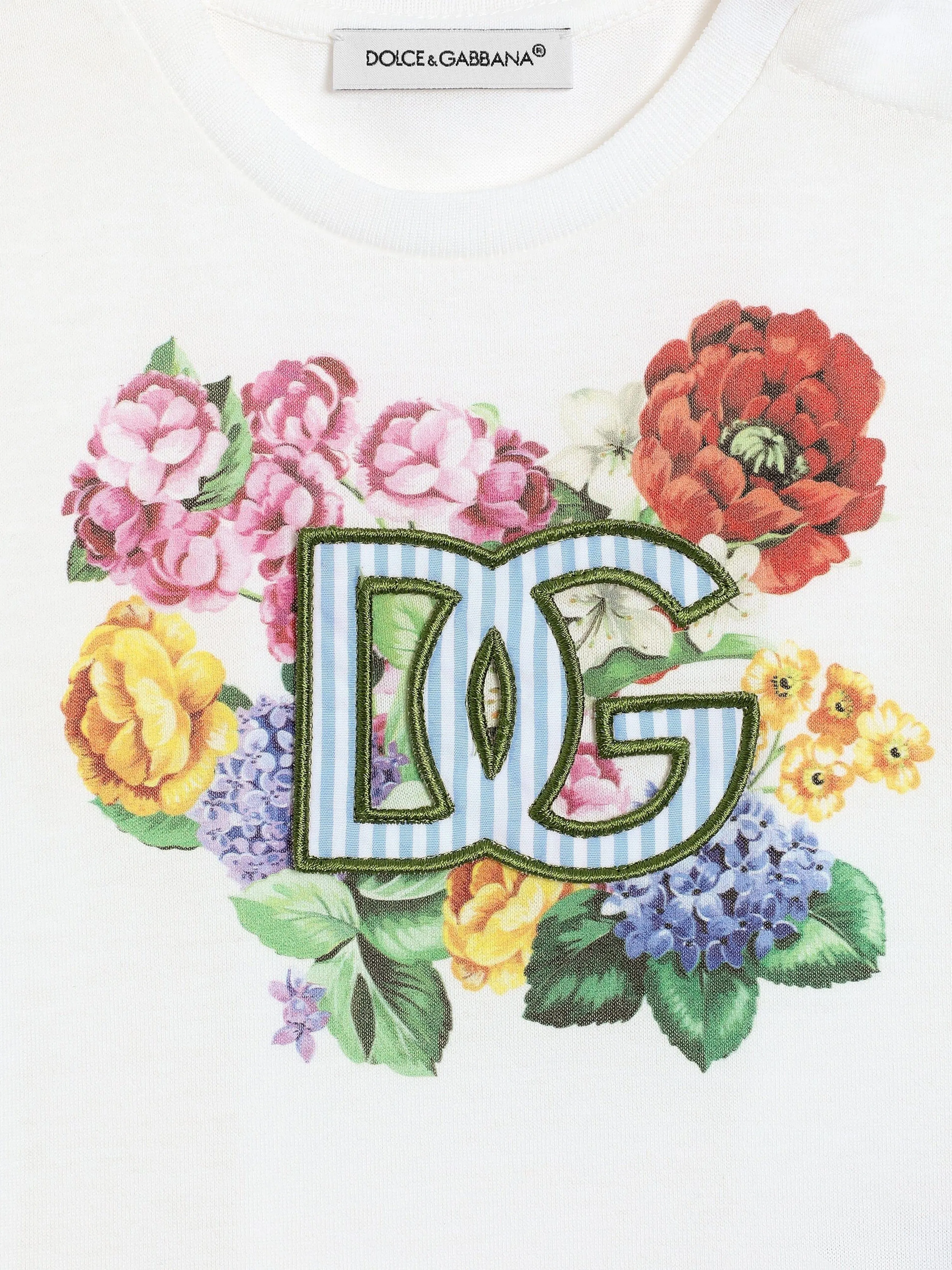 Baby Girls Blumen-Logo T-Shirt in Weiß