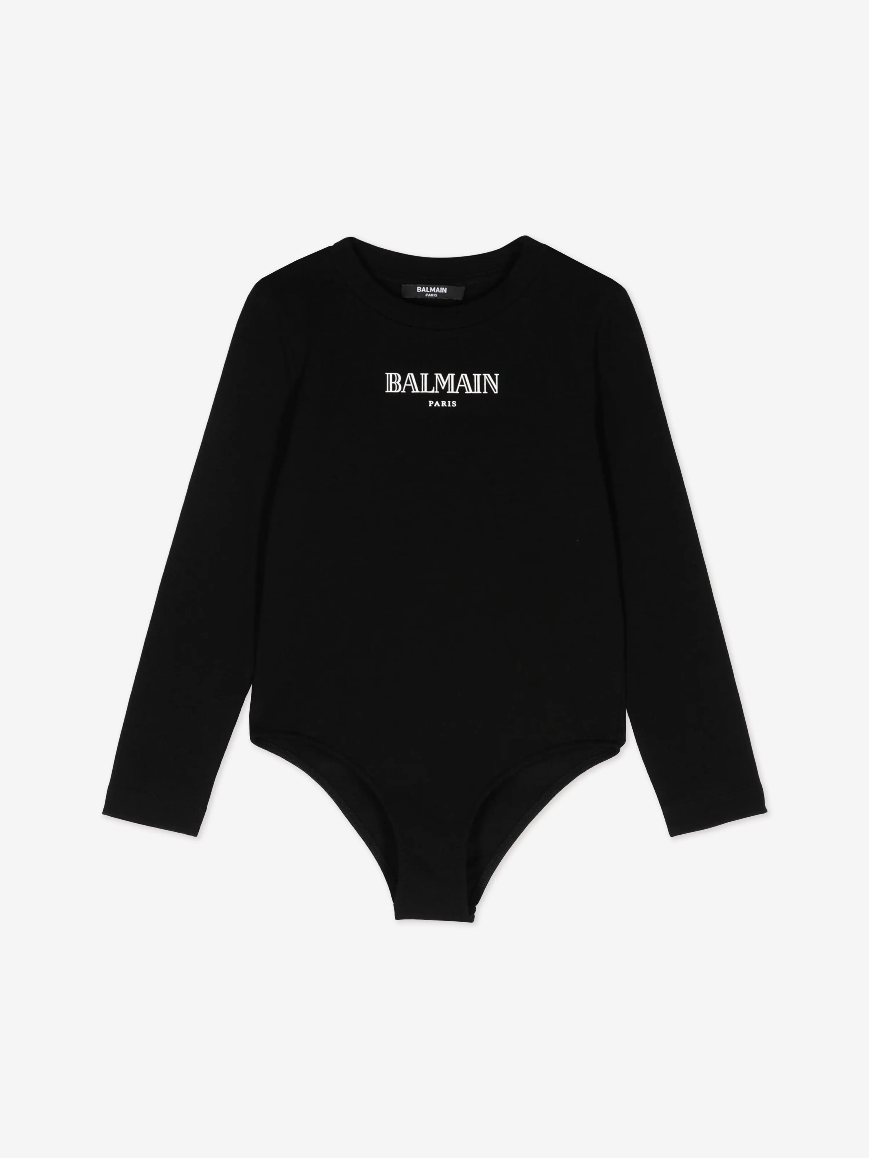 Balmain Mädchen Logo Bodysuit in Schwarz