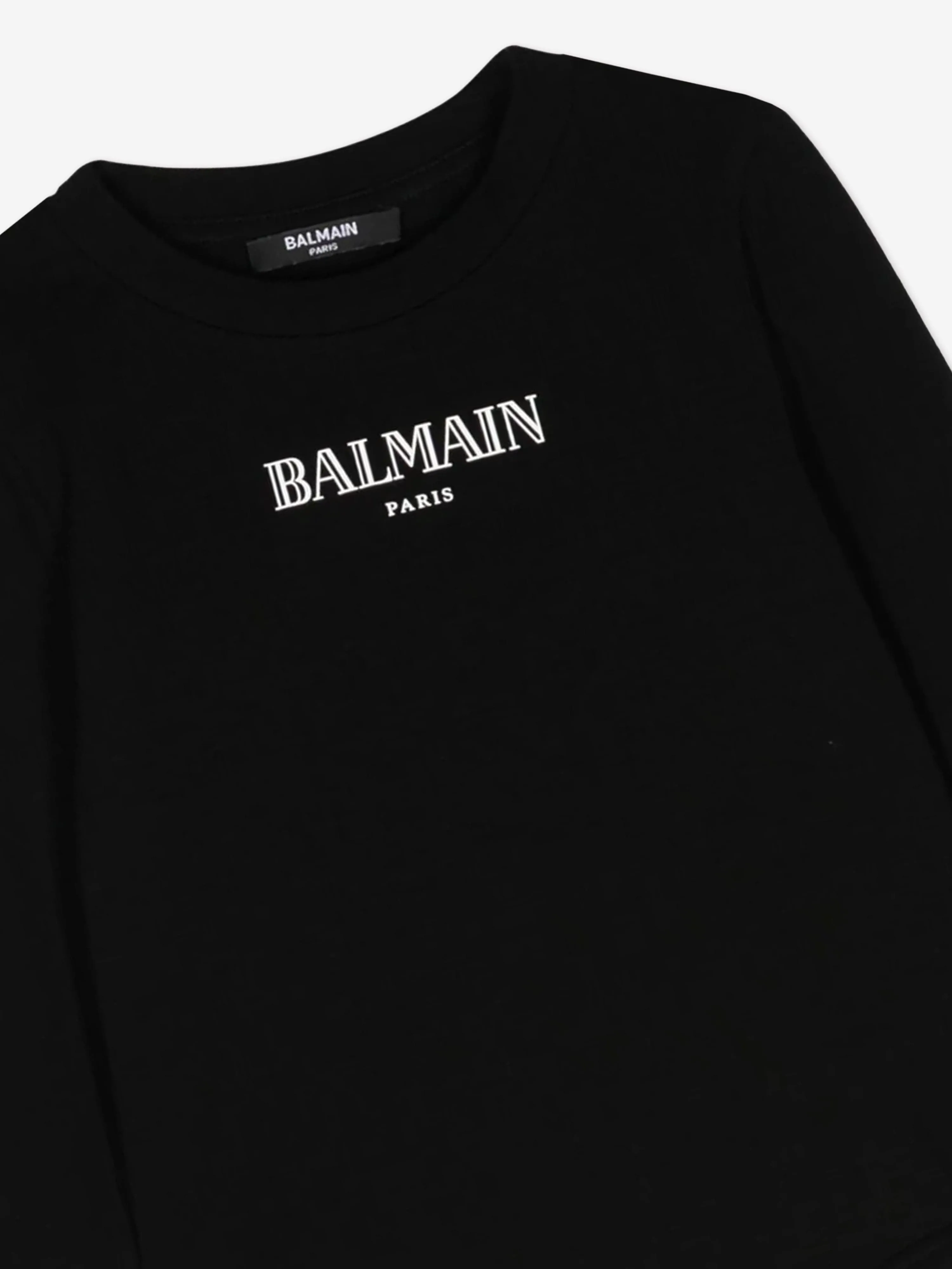 Balmain Mädchen Logo Bodysuit in Schwarz