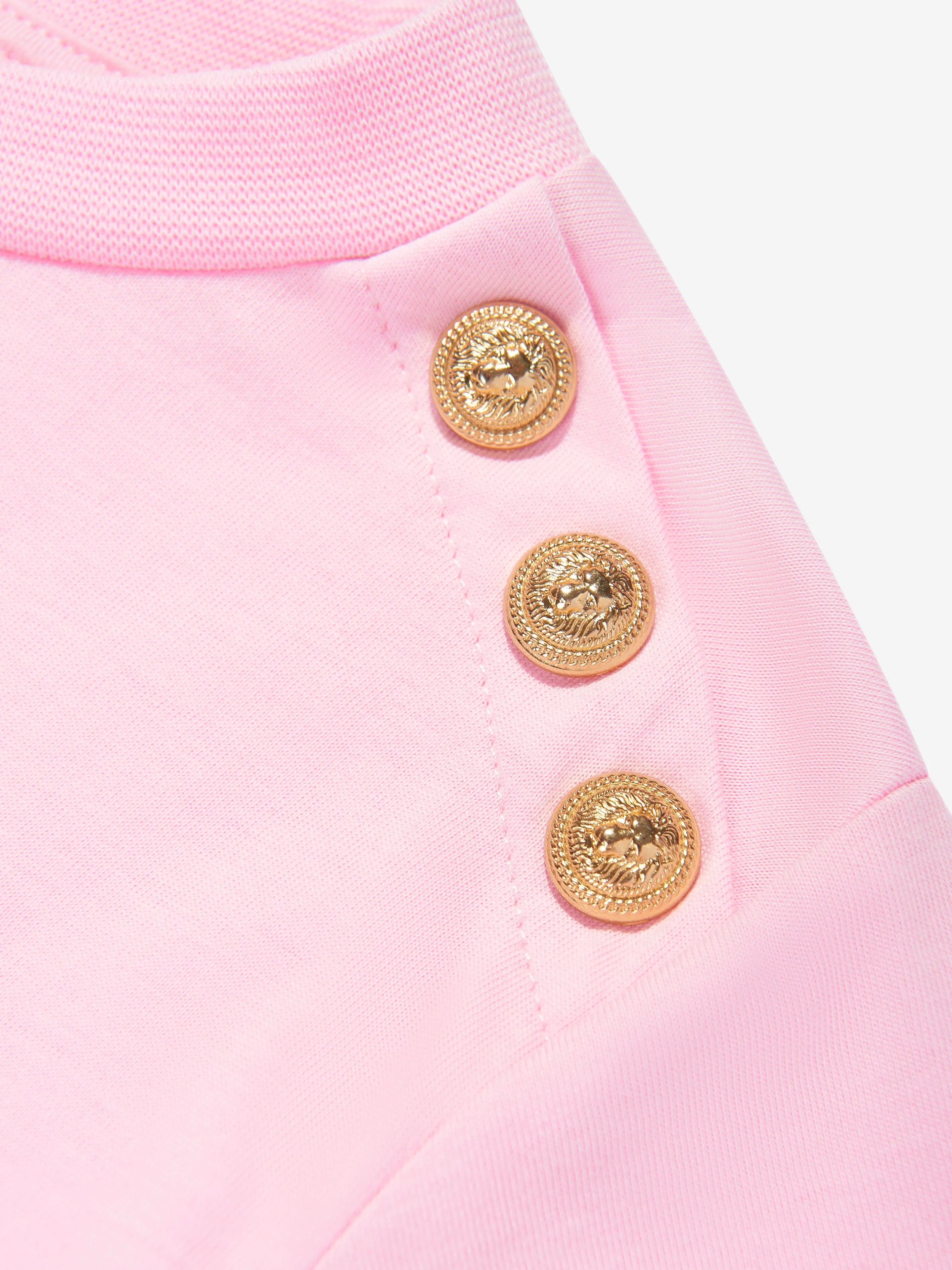 Balmain Mädchen Logo T-Shirt in Rosa