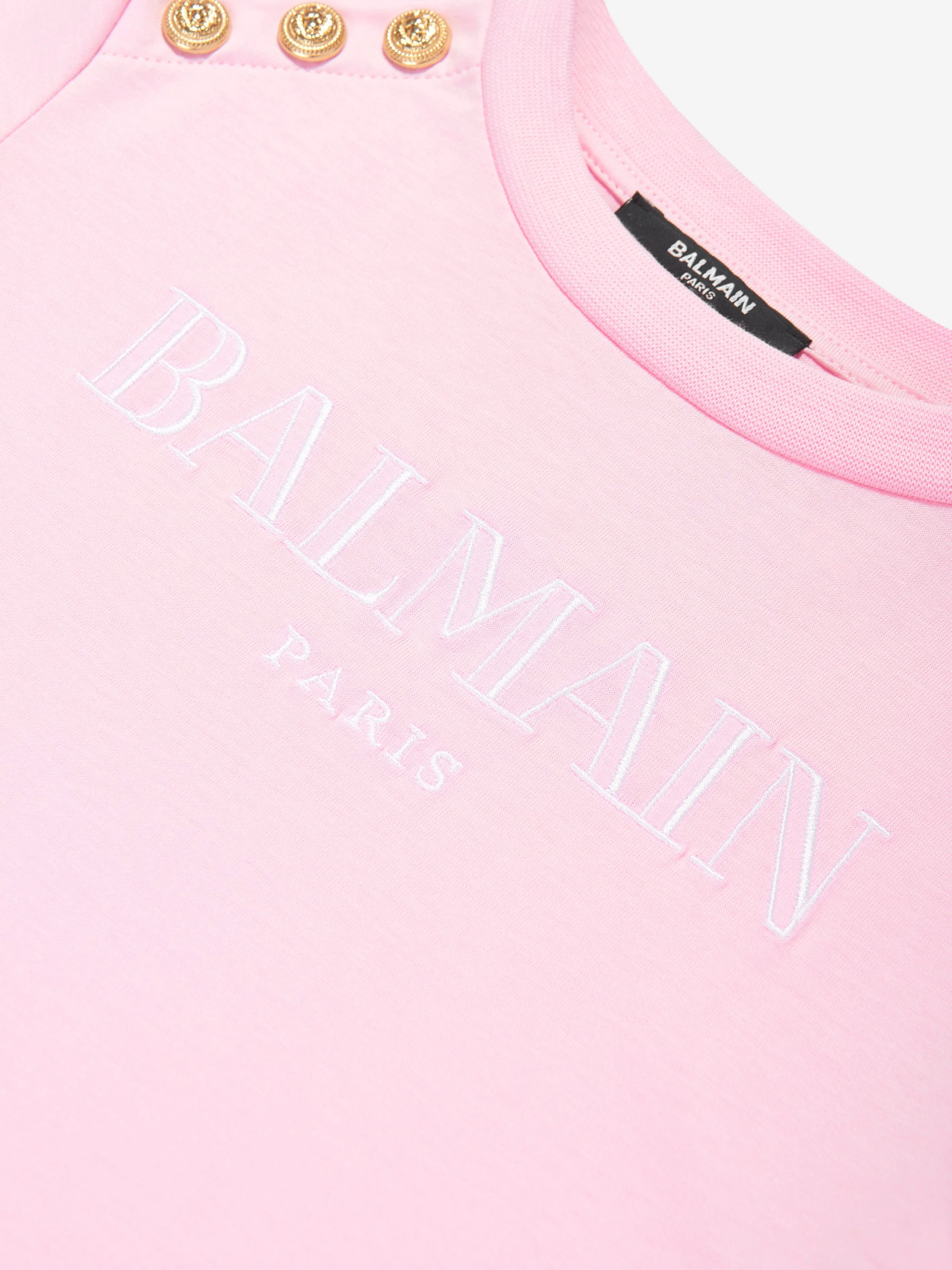 Balmain Mädchen Logo T-Shirt in Rosa
