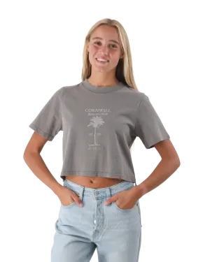 Beach Club Crop T-Shirt in Verblasstem Grau