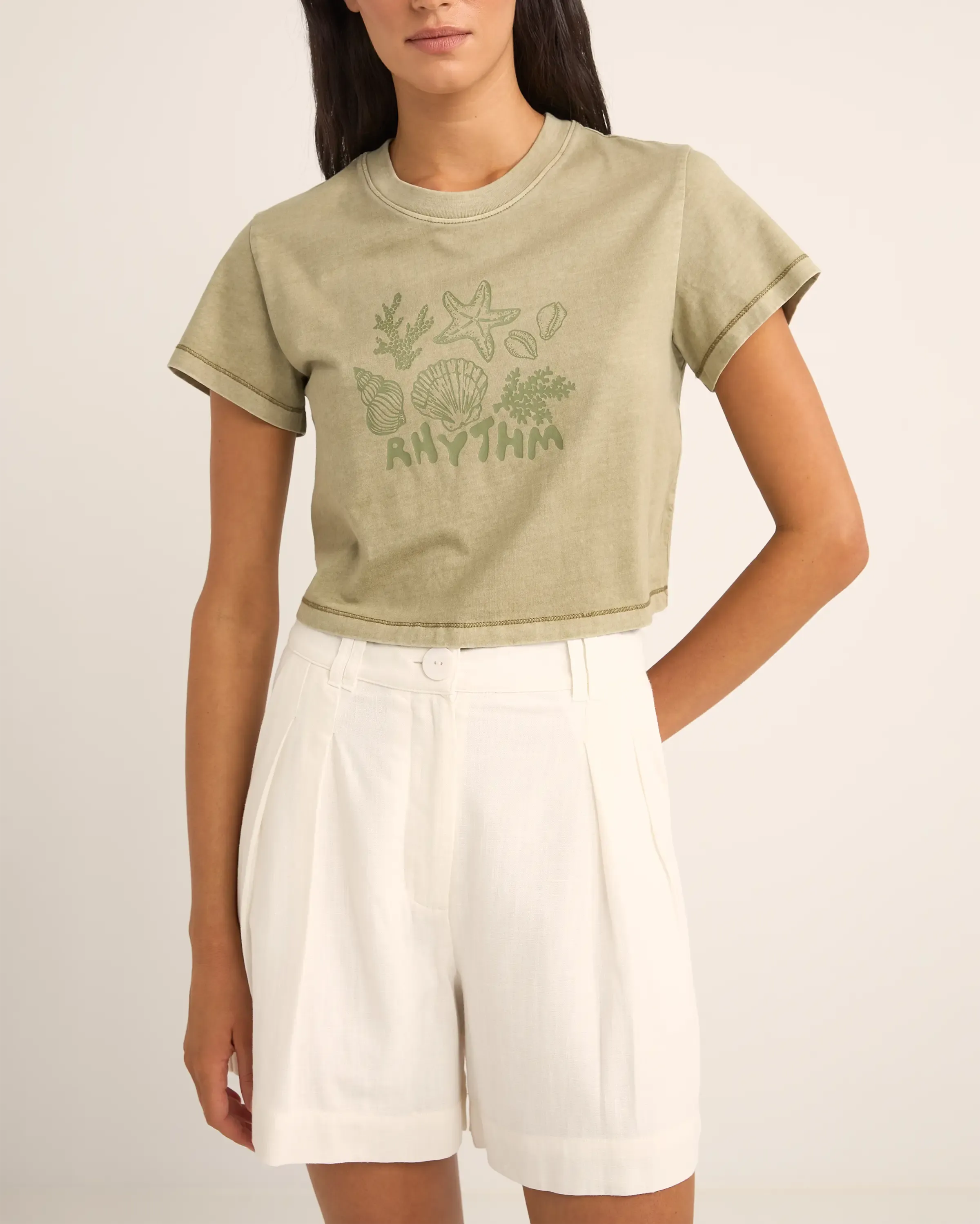 Beachcomber Crop T-Shirt in Efeu
