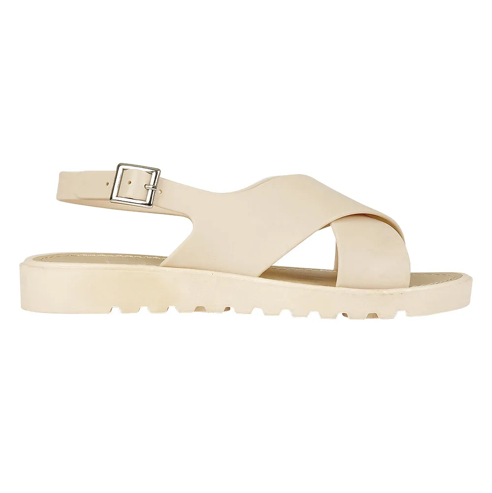 Beige Flache Schuhe