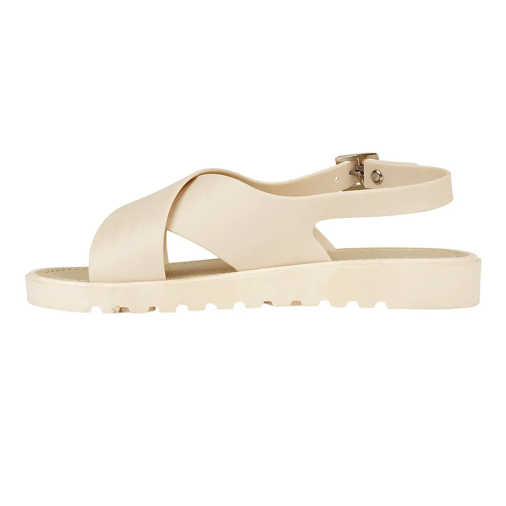 Beige Flache Schuhe