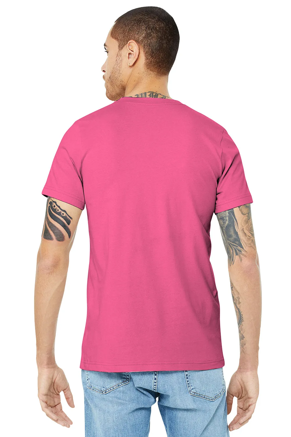 Bella   Canvas Herren Jersey T-Shirt mit kurzen Ärmeln und Rundhalsausschnitt - Wohltätigkeitsrosa