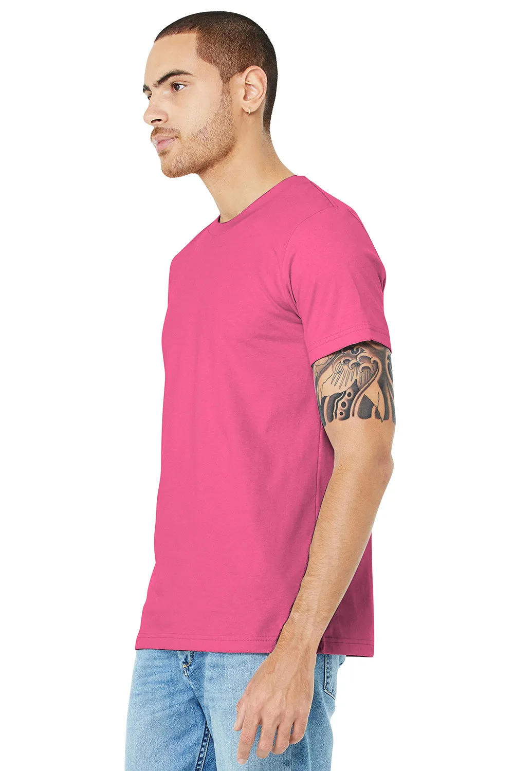 Bella   Canvas Herren Jersey T-Shirt mit kurzen Ärmeln und Rundhalsausschnitt - Wohltätigkeitsrosa