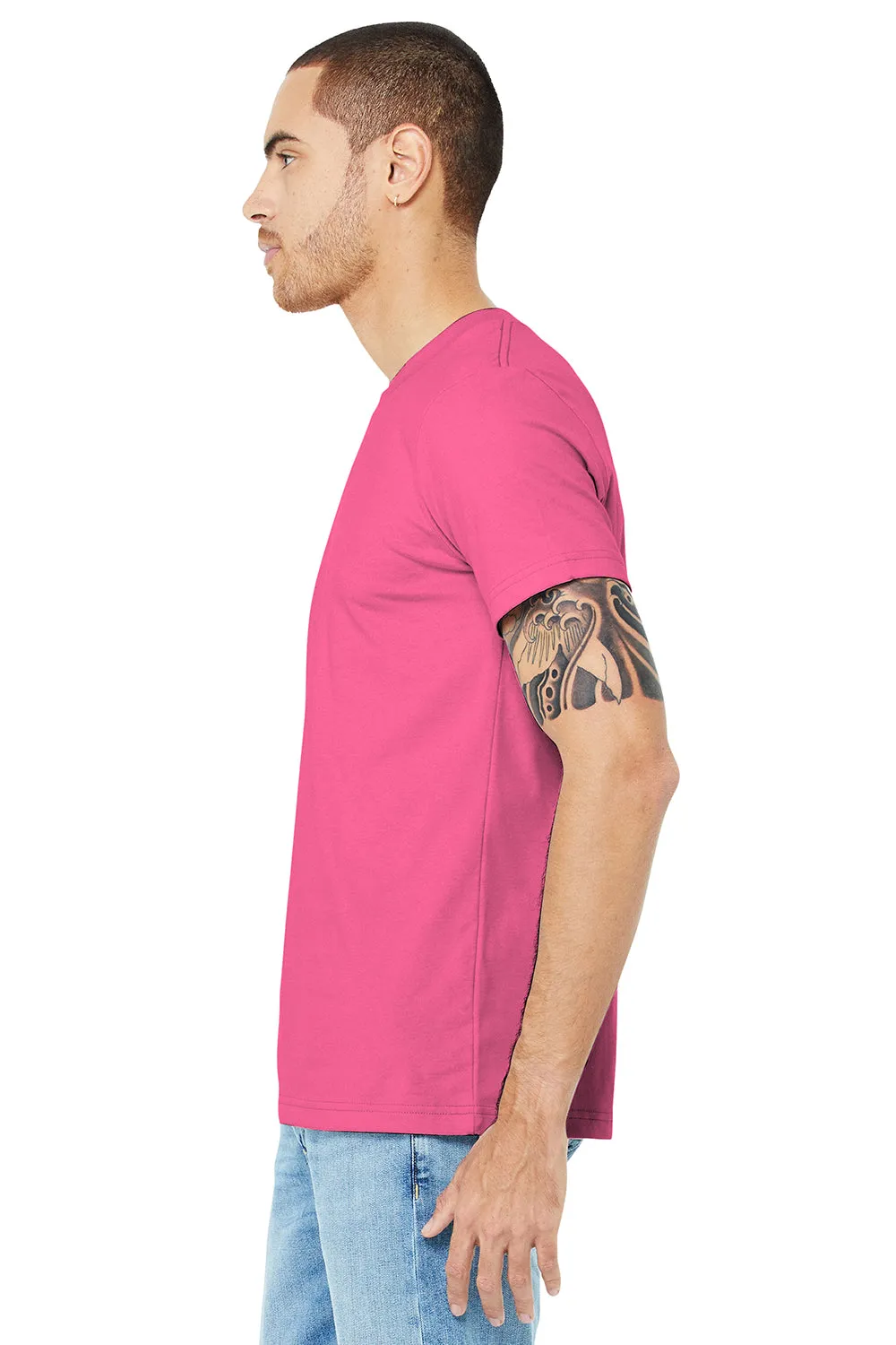 Bella   Canvas Herren Jersey T-Shirt mit kurzen Ärmeln und Rundhalsausschnitt - Wohltätigkeitsrosa