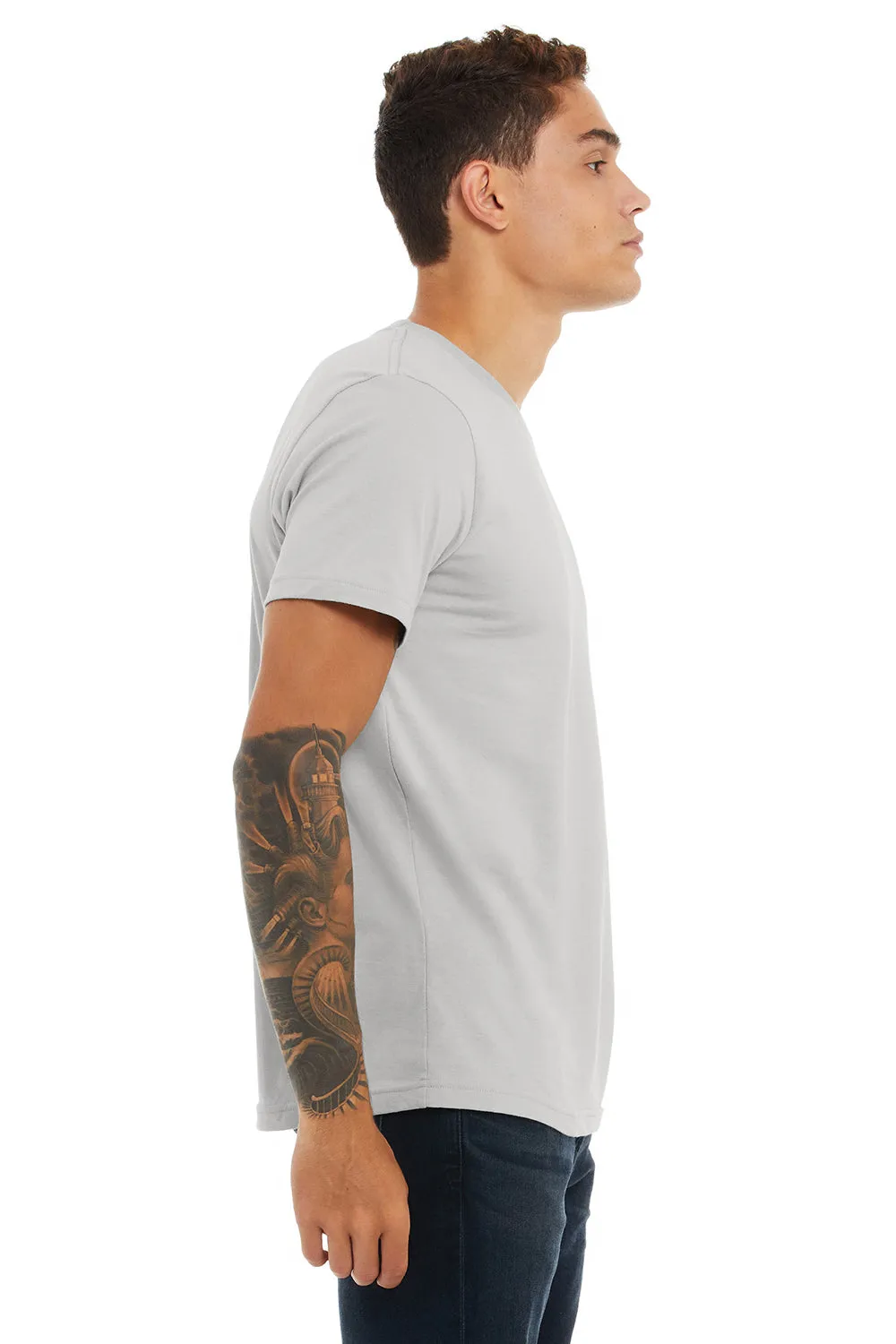 Bella   Canvas Herren Jersey Kurzarm Rundhals T-Shirt - Einheitliches Athletic Grau