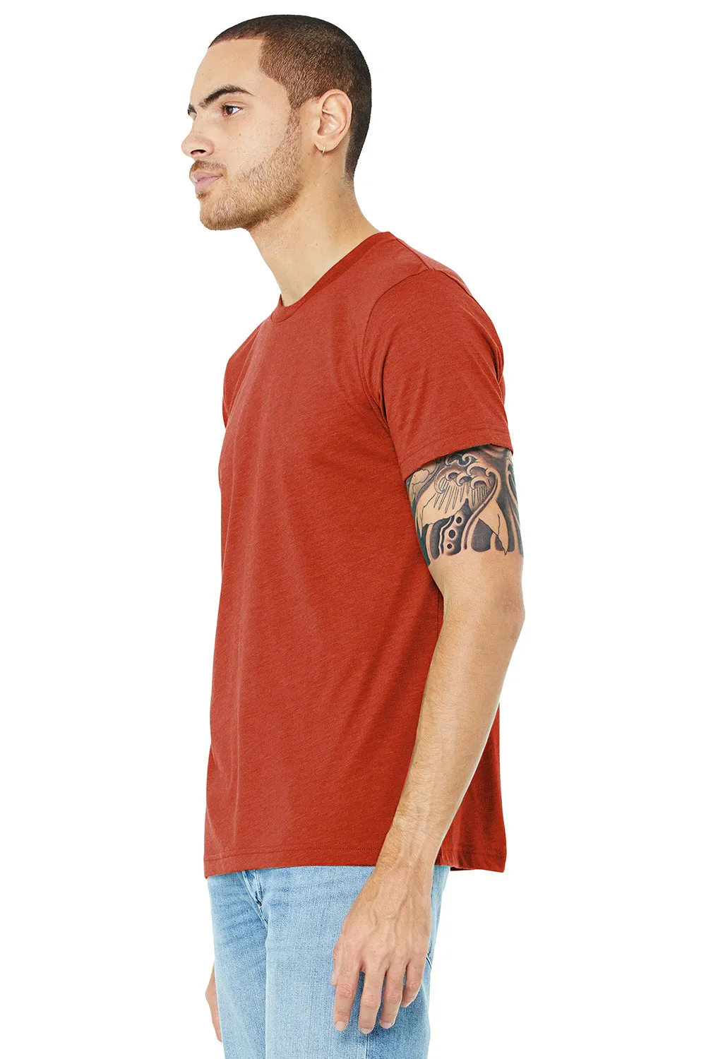 Bella   Canvas Herren T-Shirt mit Rundhalsausschnitt und kurzen Ärmeln - Ziegelrot