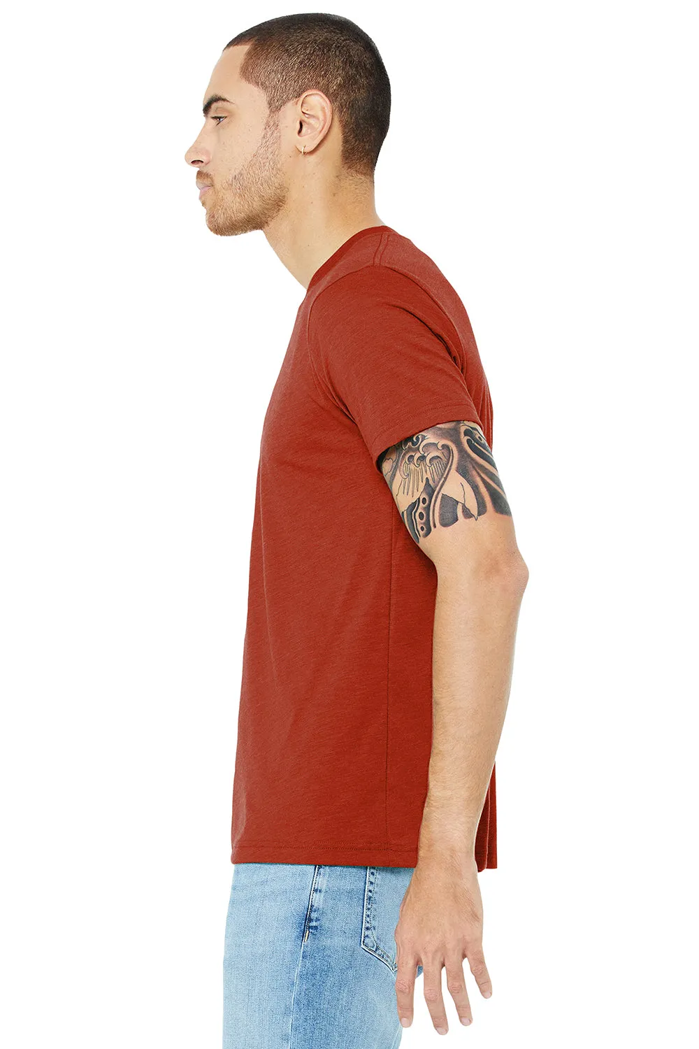 Bella   Canvas Herren T-Shirt mit Rundhalsausschnitt und kurzen Ärmeln - Ziegelrot