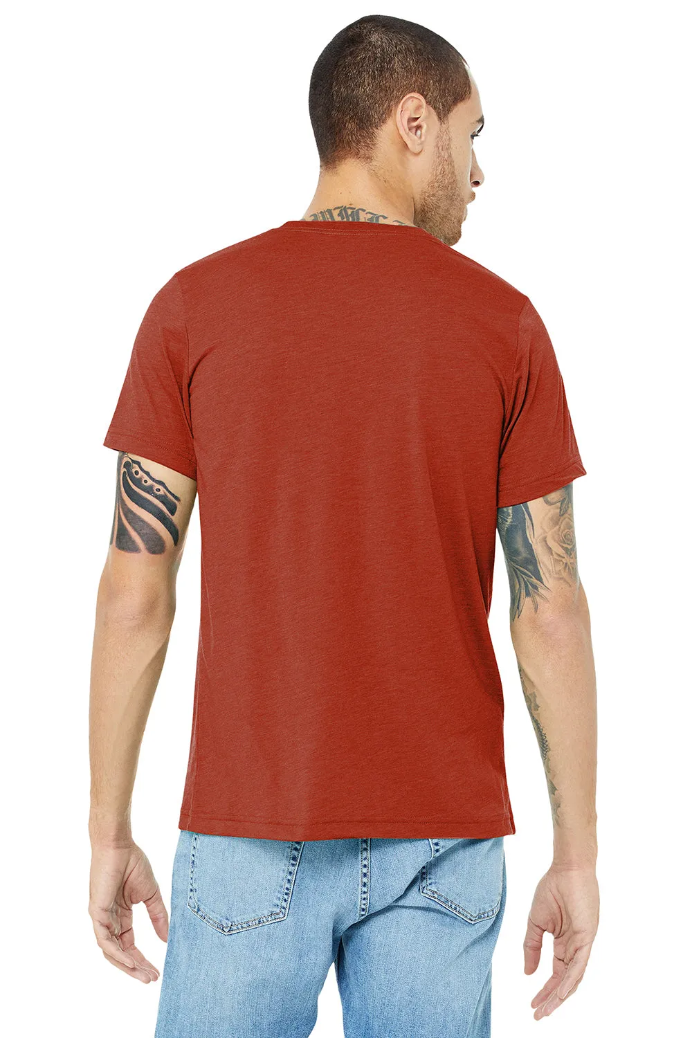 Bella   Canvas Herren T-Shirt mit Rundhalsausschnitt und kurzen Ärmeln - Ziegelrot