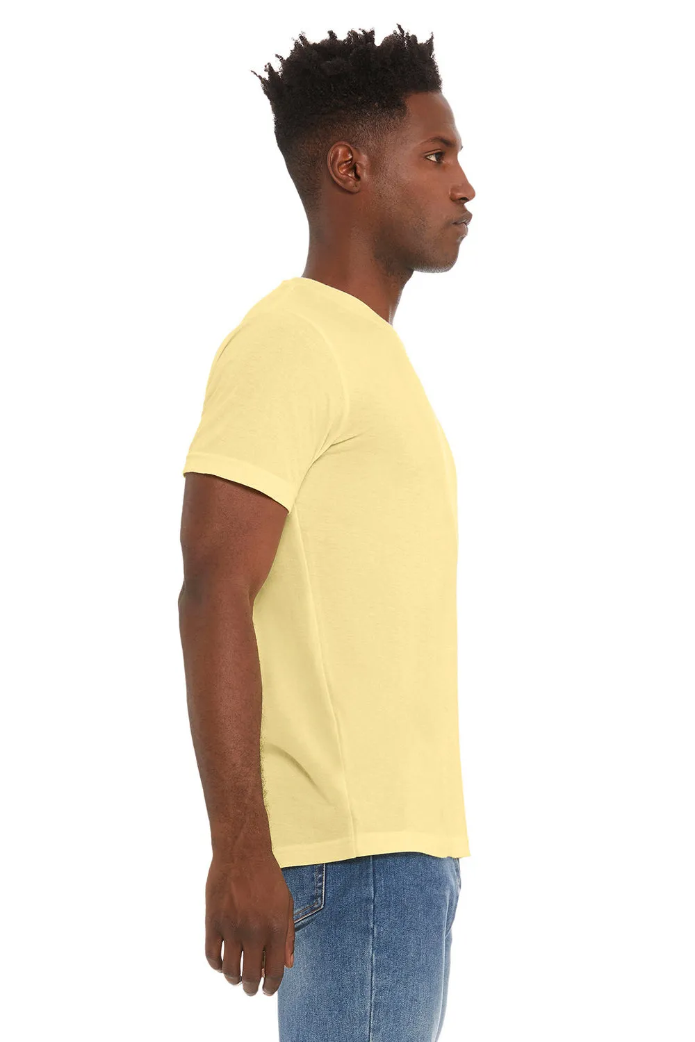 Bella   Canvas Herren T-Shirt mit Rundhalsausschnitt und kurzen Ärmeln - Blassgelb
