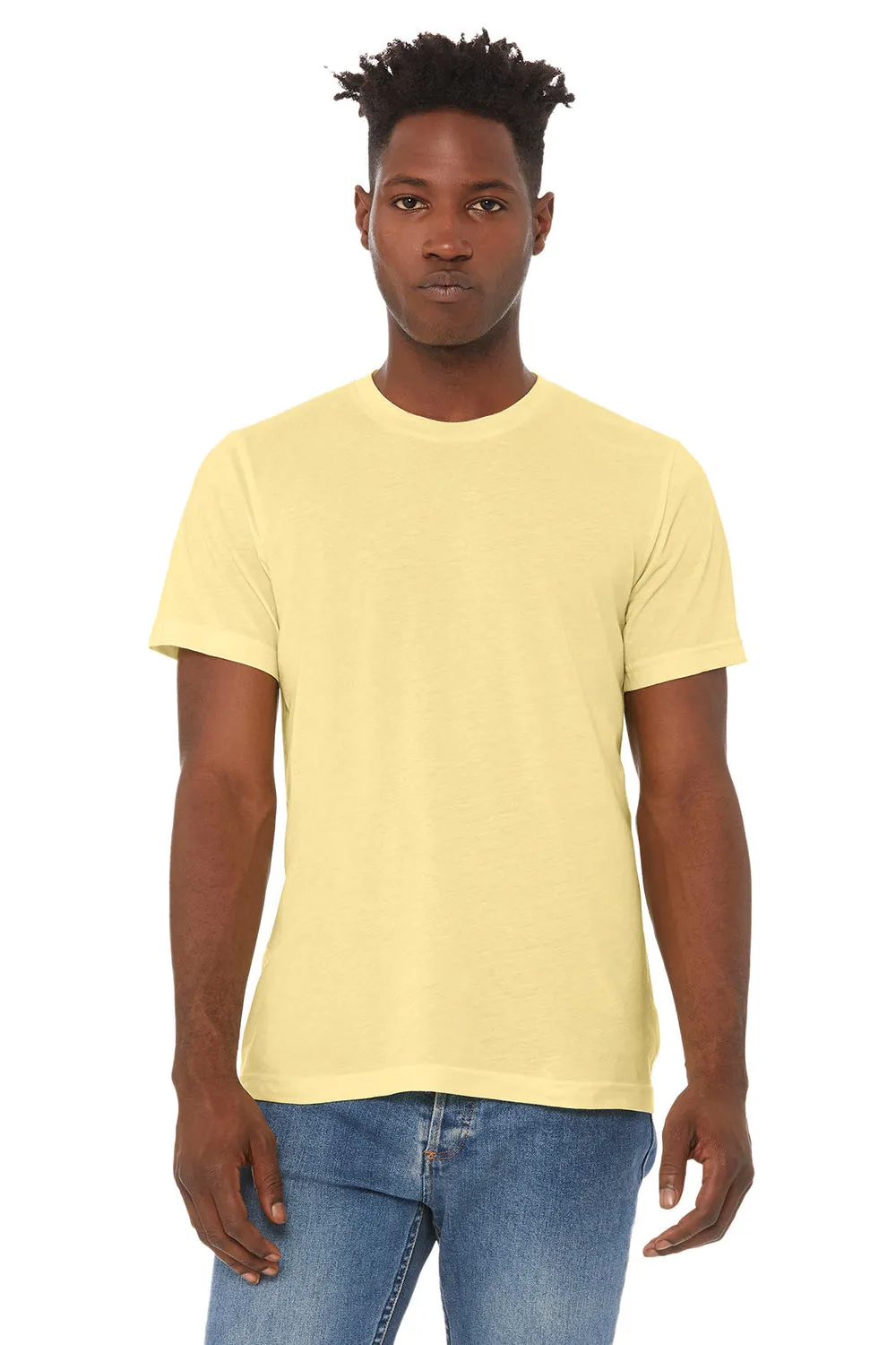 Bella   Canvas Herren T-Shirt mit Rundhalsausschnitt und kurzen Ärmeln - Blassgelb