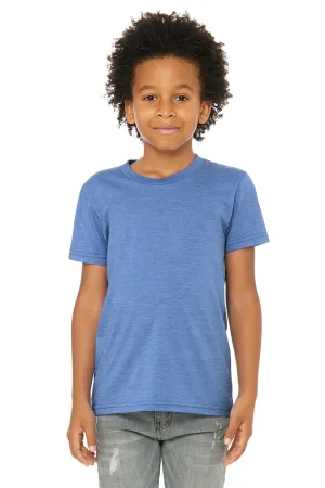 Bella   Canvas Jugend-Jersey Kurzarm T-Shirt mit Rundhalsausschnitt - Meliertes Columbia Blau