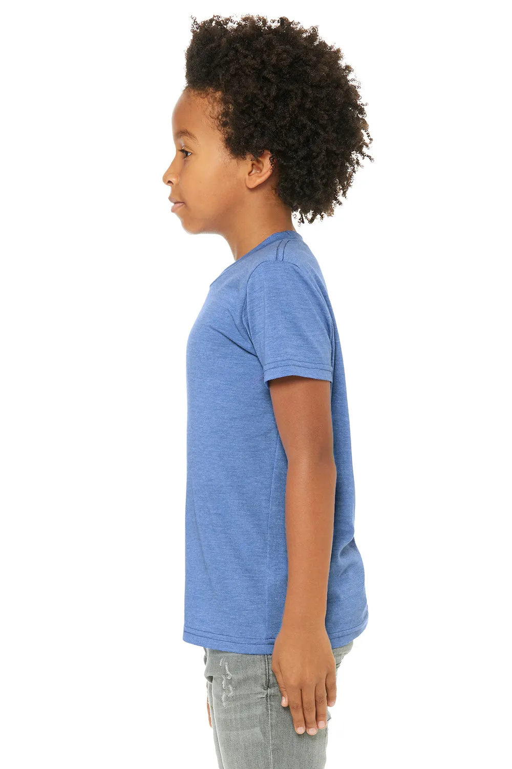 Bella   Canvas Jugend-Jersey Kurzarm T-Shirt mit Rundhalsausschnitt - Meliertes Columbia Blau