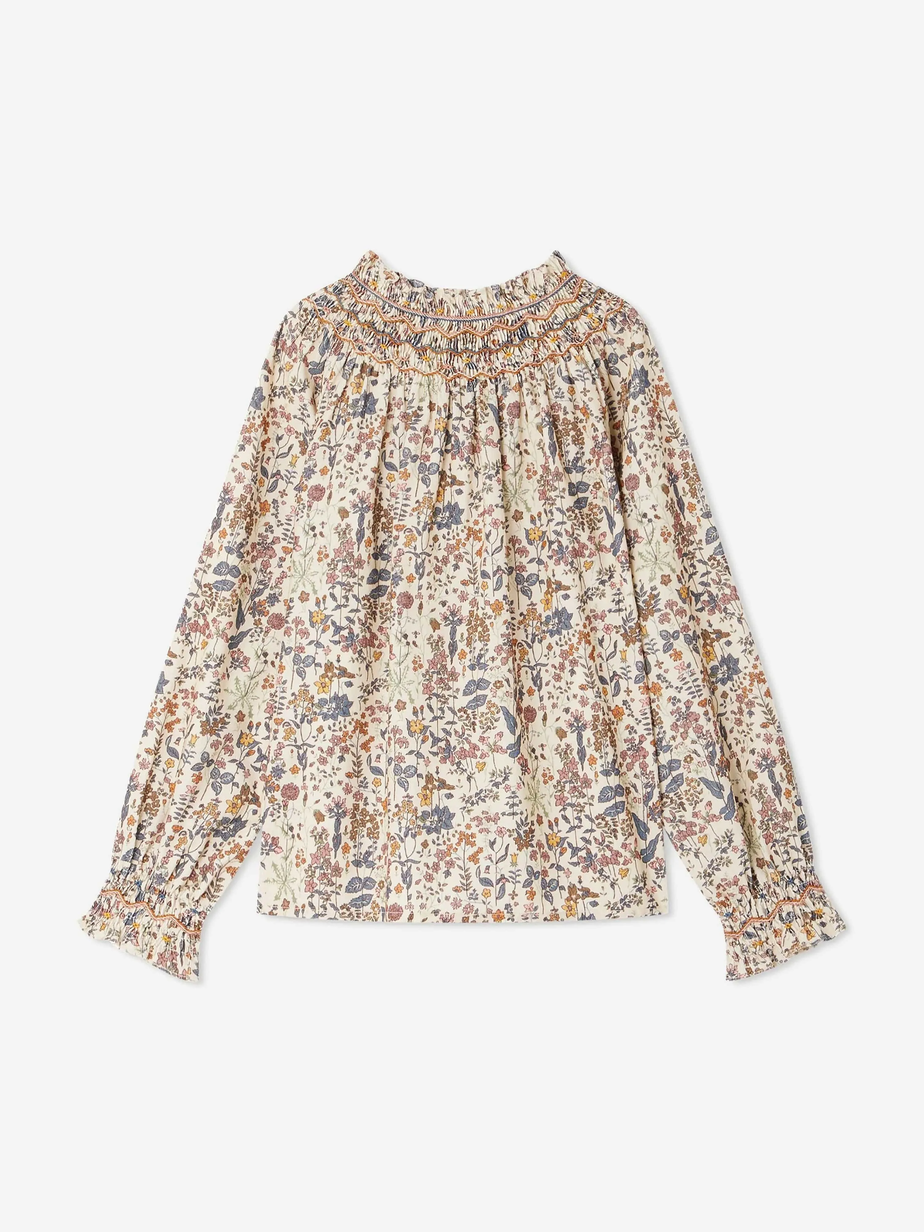 Bonpoint Mädchen Bluse mit Rüschenblüten in Mehrfarben