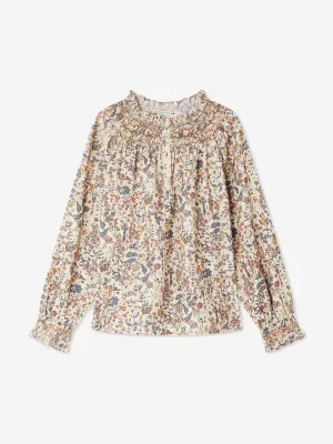 Bonpoint Mädchen Bluse mit Rüschenblüten in Mehrfarben