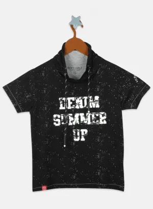 Boys Black Printed T-Shirts