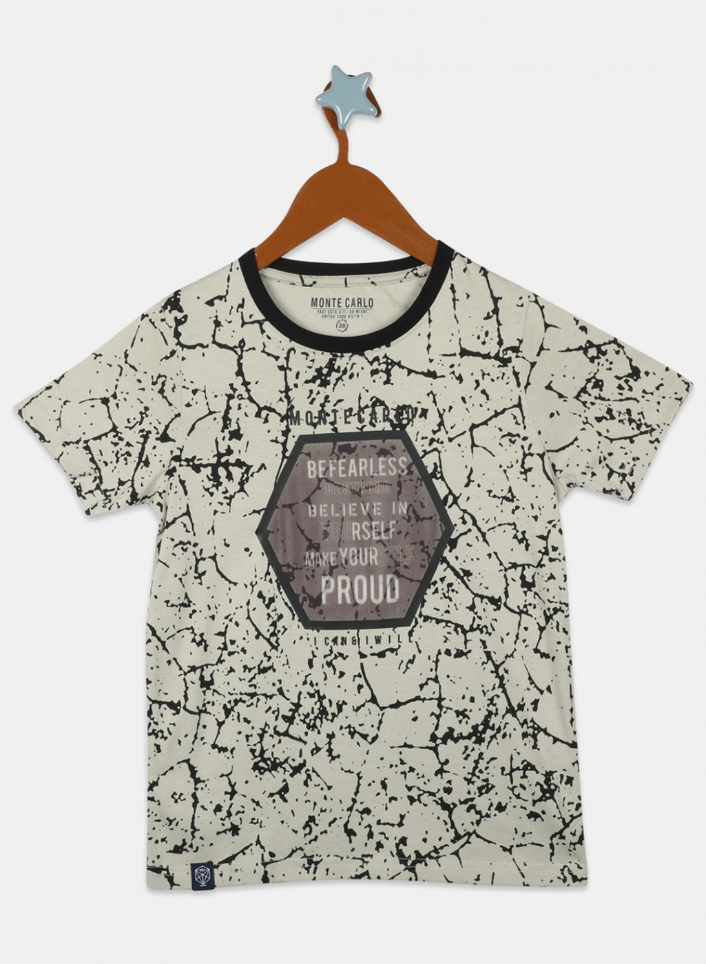 Boys Beige Printed T-Shirts