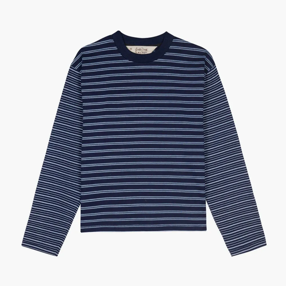 Brain Dead Langarm-Mockneck mit Mehrfarbigen Streifen / Indigo