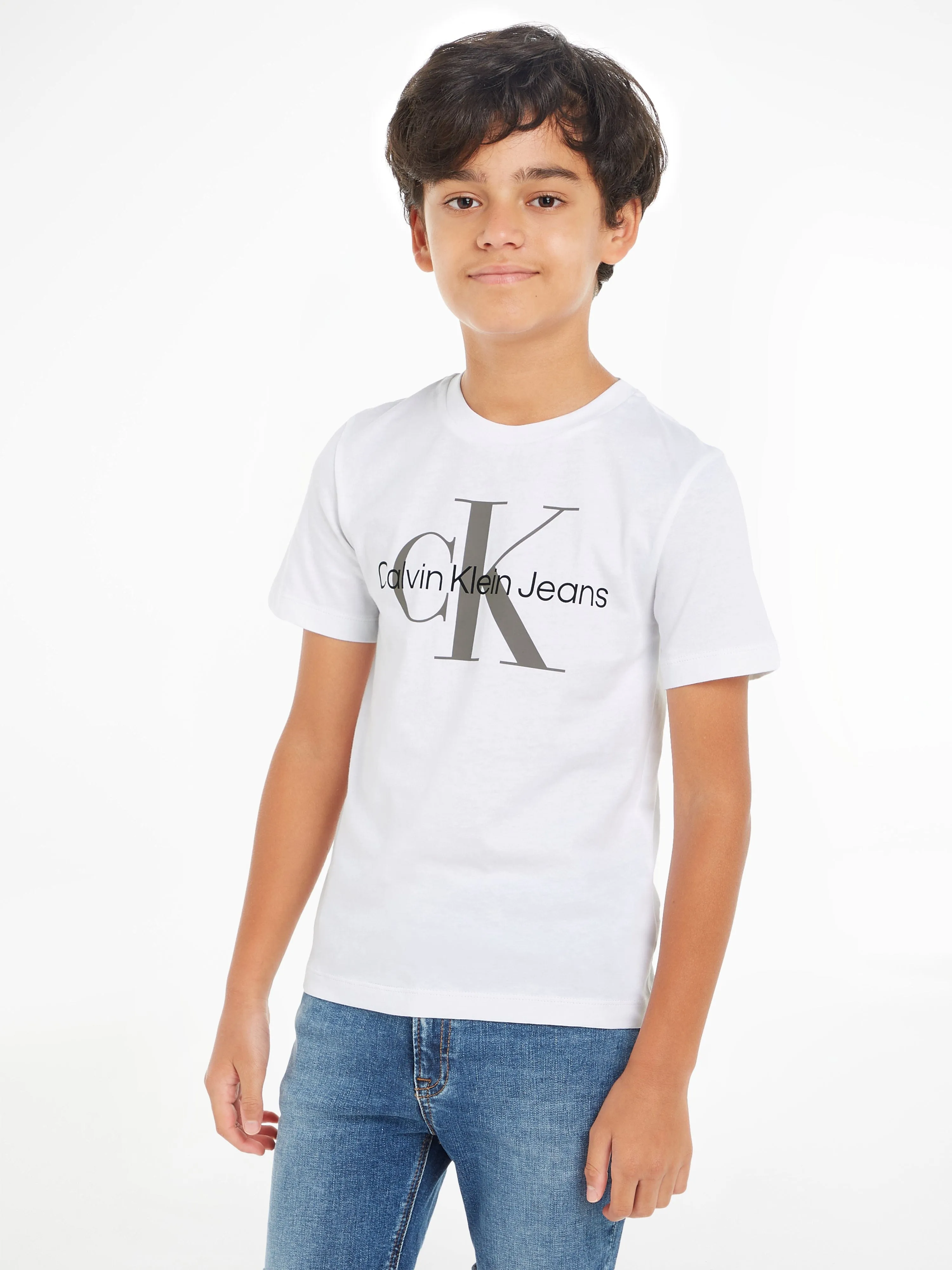 Calvin Klein Kids Monogram Logo T-Shirt in Weiß