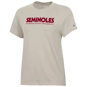 Champion Damen Seminoles/Florida State University Kurzarm T-Shirt - Kakaobutter Champion Kleidung Damen