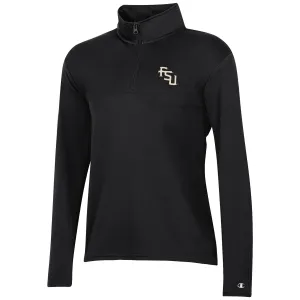 Champion Damen Stacked FSU Logo Mesh 1/4 Zip Pullover - Schwarz Champion Kleidung Damen