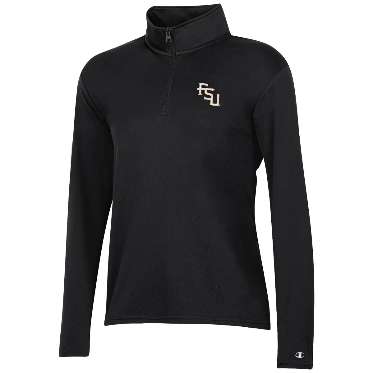Champion Damen Stacked FSU Logo Mesh 1/4 Zip Pullover - Schwarz Champion Kleidung Damen