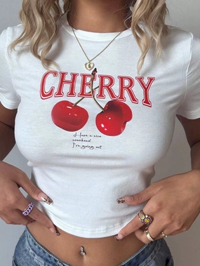 Cherry Print Crop Top