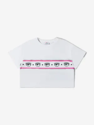 Chiara Ferragni Mädchen Baumwoll-Jersey Cropped Logo T-Shirt