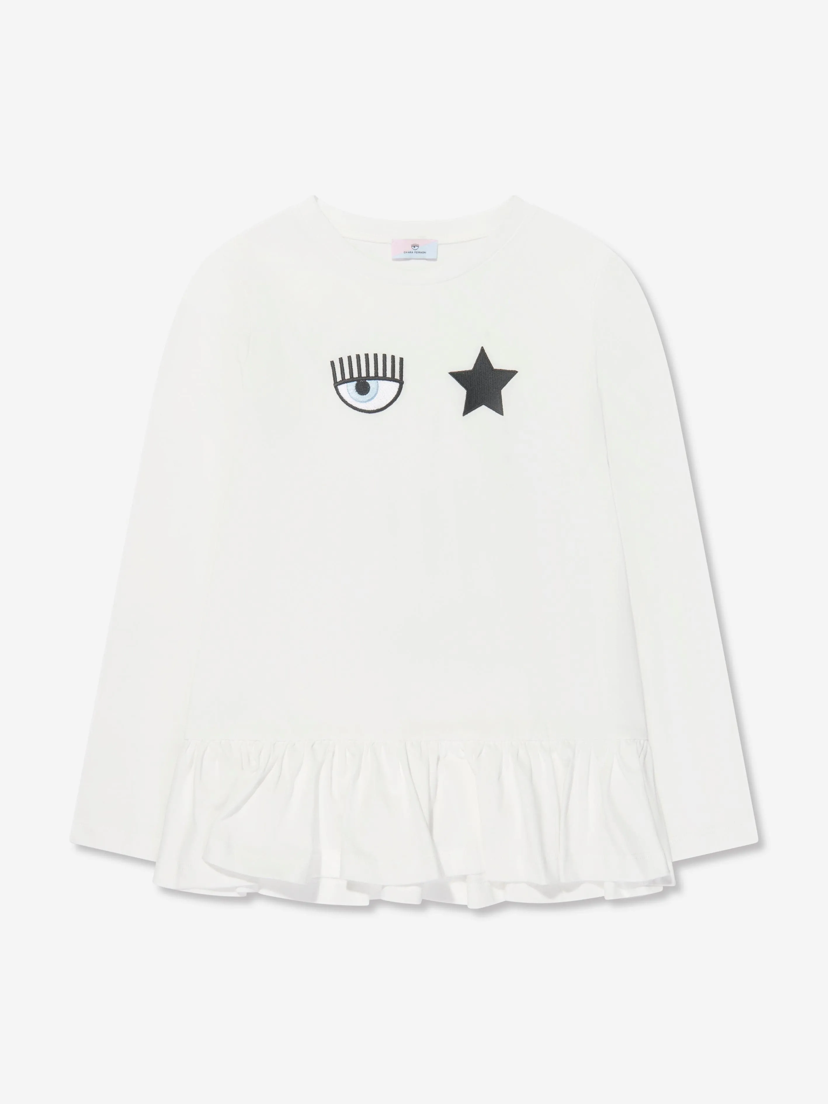 Chiara Ferragni Mädchen Langarm T-Shirt in Weiß