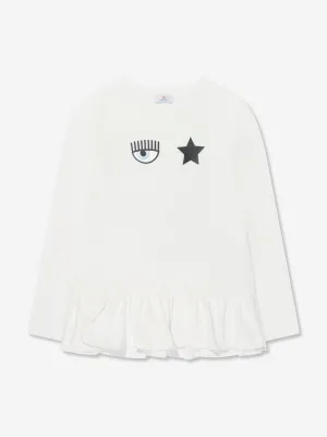 Chiara Ferragni Mädchen Langarm T-Shirt in Weiß