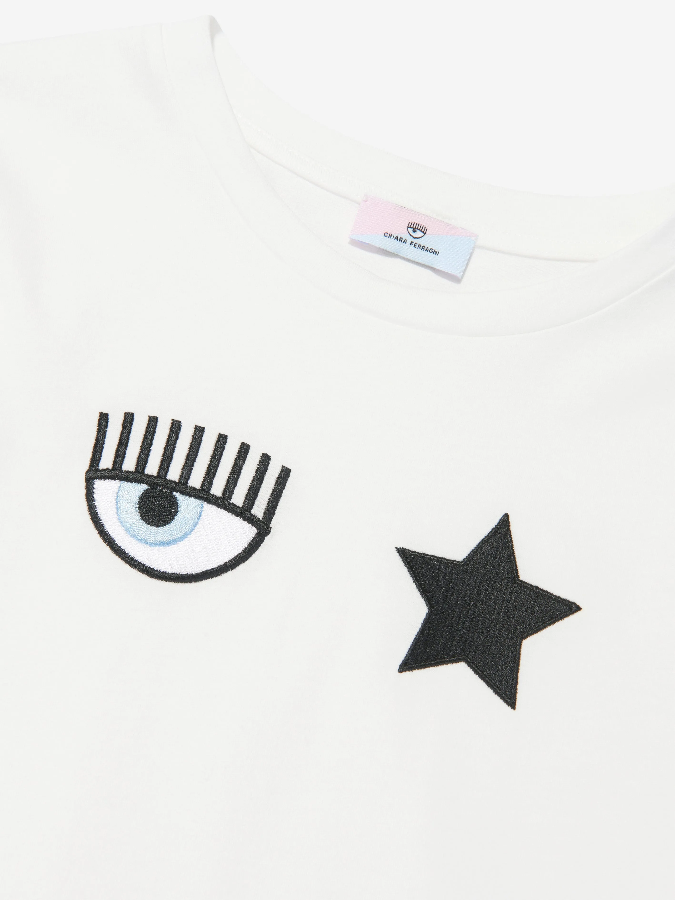 Chiara Ferragni Mädchen Langarm T-Shirt in Weiß