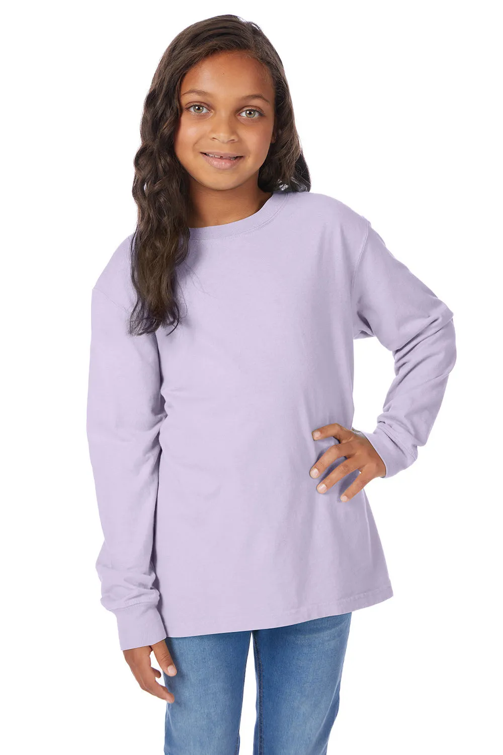 ComfortWash By Hanes Jugendliches Langarm-Crewneck-T-Shirt - Zukunfts-Lavendel Lila