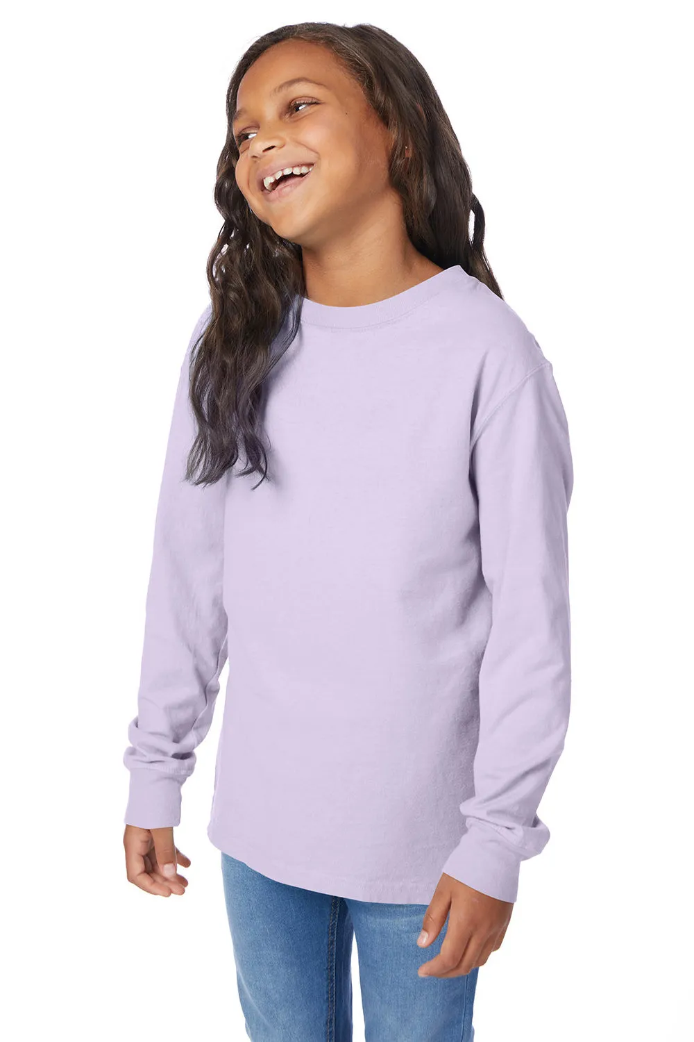 ComfortWash By Hanes Jugendliches Langarm-Crewneck-T-Shirt - Zukunfts-Lavendel Lila