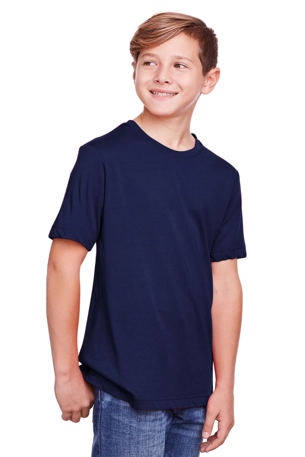 Core 365 Youth Fusion ChromaSoft Performance Feuchtigkeitstransportierendes Kurzarm-Crewneck T-Shirt - Klassisches Marineblau
