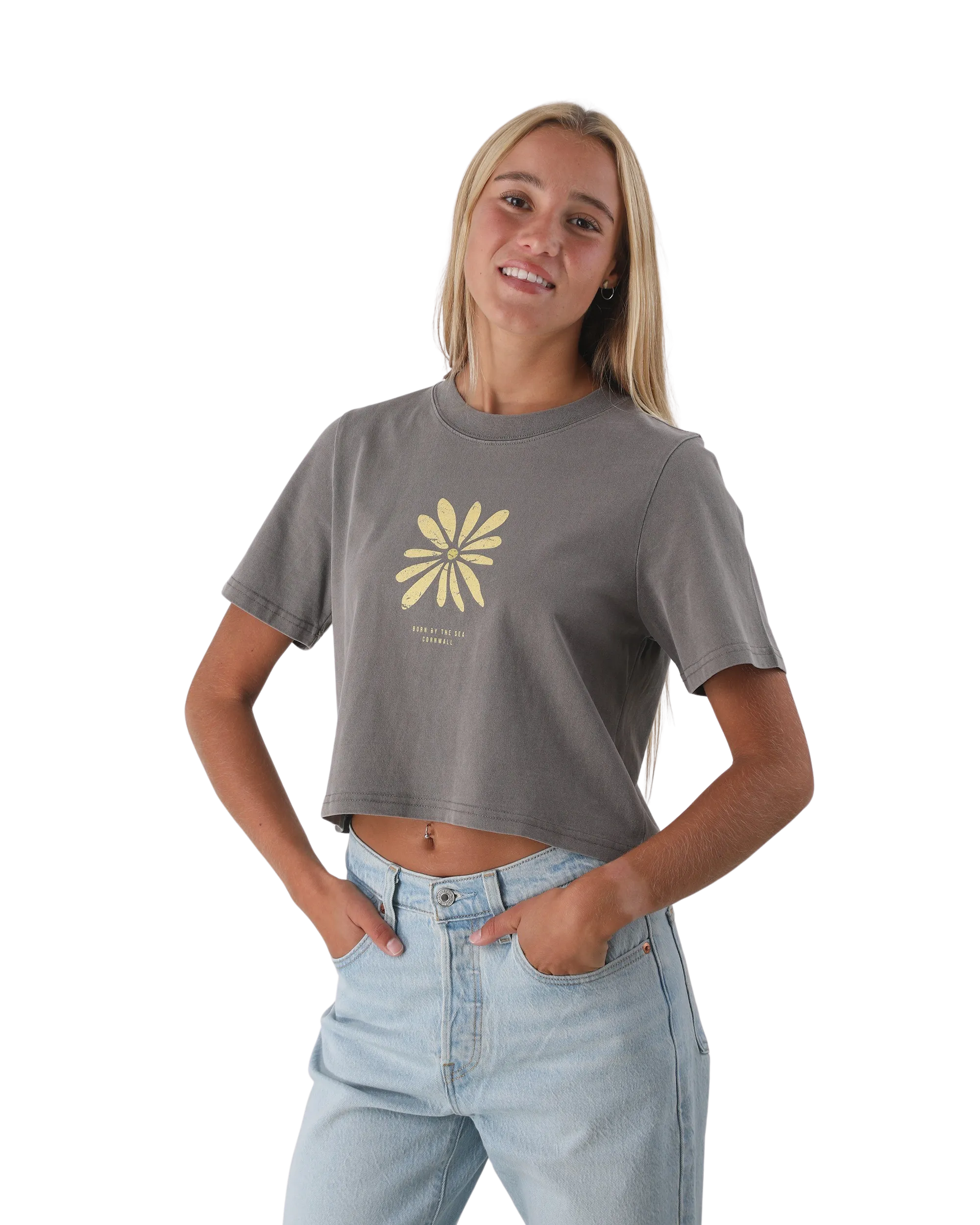 Daisy T-Shirt in Verblasstem Grau