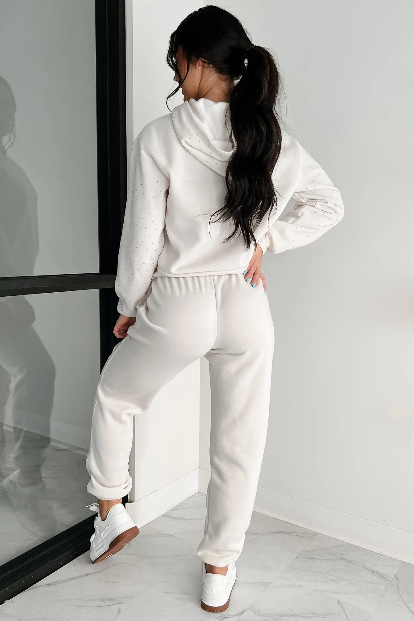 Dazzle and Dream Strass Kapuzenpullover und Jogger-Set (Sand)