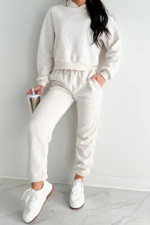 Dazzle and Dream Strass Kapuzenpullover und Jogger-Set (Sand)
