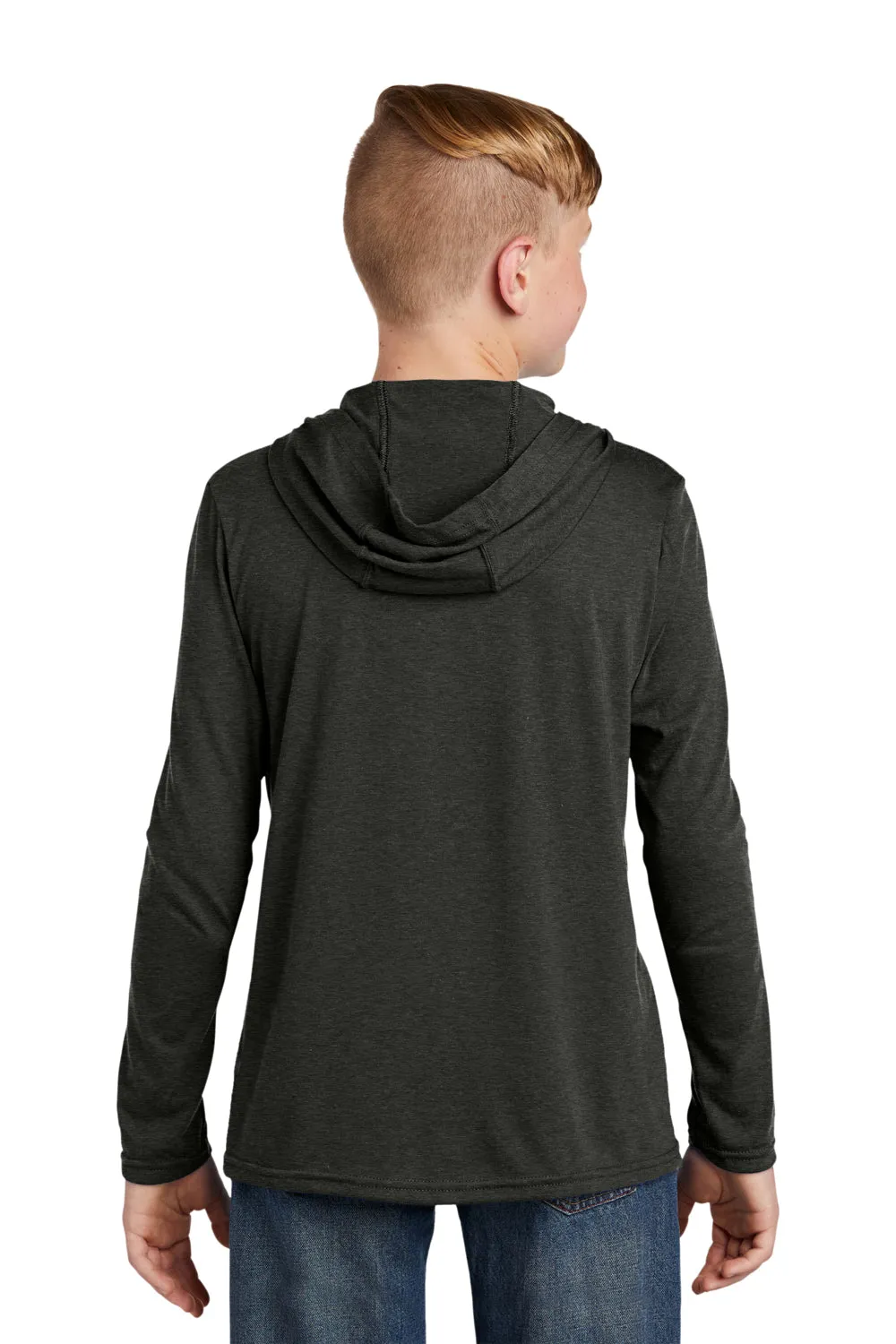 District Youth Perfektes Langarm Kapuzen-T-Shirt Hoodie - Schwarz Frost